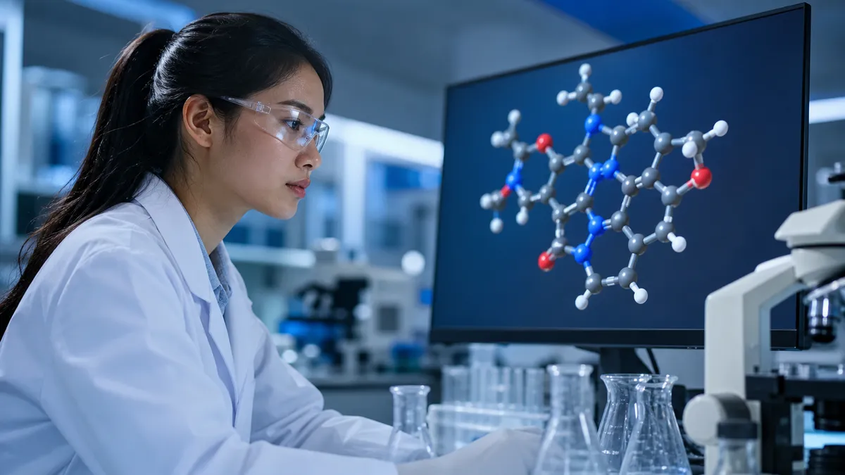生醫科學家使用電腦模擬三維藥物分子結構